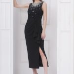Encrusted Bodice Cascade Ruffle with Slit Short Dress