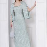 Icy Sage Cape Sleeve Maxi Dress With Cape