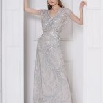 Silver Kimono Sleeve Maxi Dress
