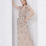 Nude Multi-Draped Sleeve Maxi Dress